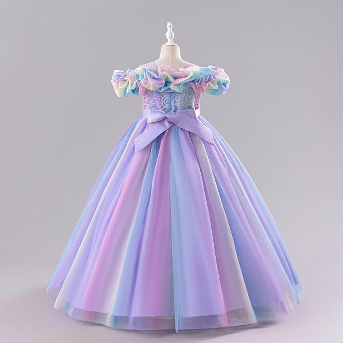 3-10Yrs Gaun Gadis Party Anak Dress Dress Princess Baju Hadiah Ulang Tahun Elegant Anak Perempuan FI