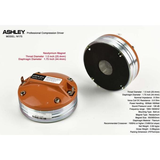 Tweeter Ashley N 175 Original Driver Ashley N175  Driver Tweeter Ashle Restock