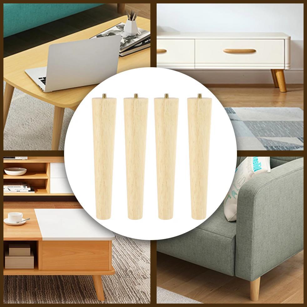 4Pcs Furniture Legs Wooden Solid Furniture Feet 8/15/20/25cm Oblique/Straight Table Feet Non-slip Ch