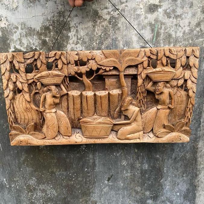 {{{{}}] dekorasi dinding pandil pasar jaman dulu - pajangan ukiran bali - dekorasi dinding patung - 