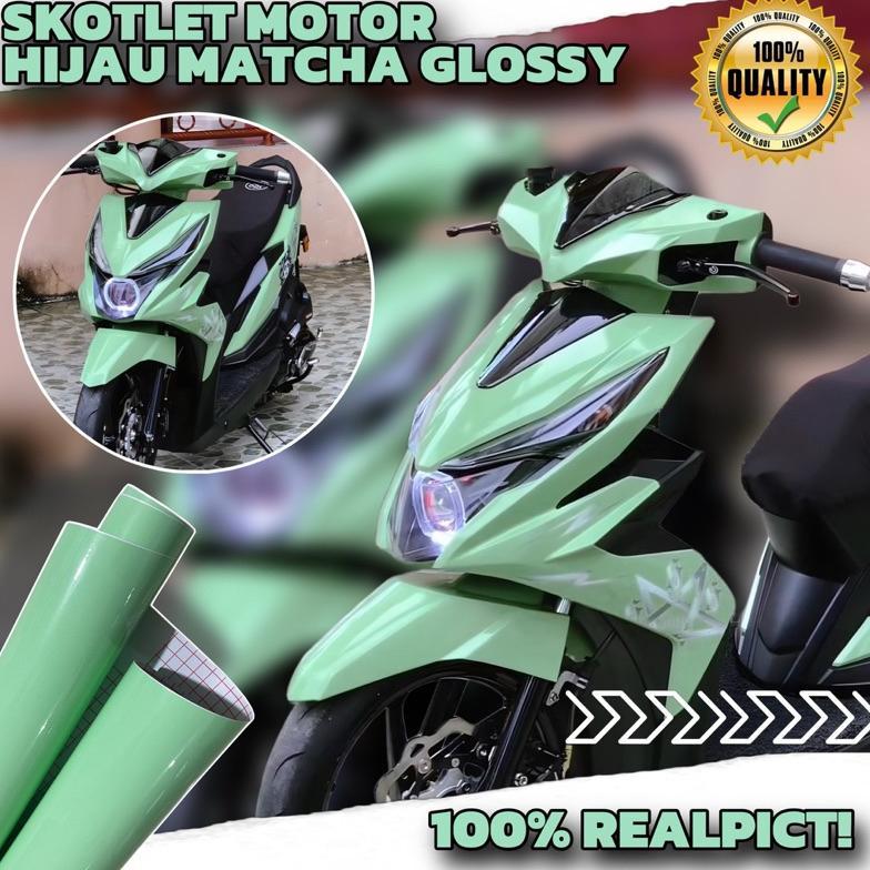 NEW ARRIVAL skotlet hijau matcha glossy stiker motor hijau muda pastel glossy 2026