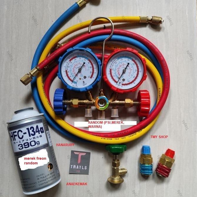 1ST PAKET LENGKAP ALAT ISI ULANG DOUBLE MANIFOLD TAMBAH FREON AC MOBIL ORIGINAL DAN TERPERCAYA