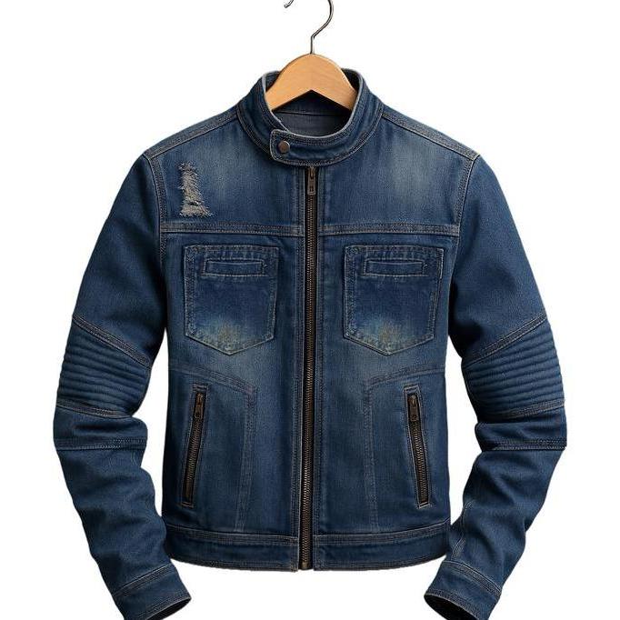 Larisyaa- Jaket Jeans Biker Denim Pria Wanita Terbaru Blazer Keren Distro