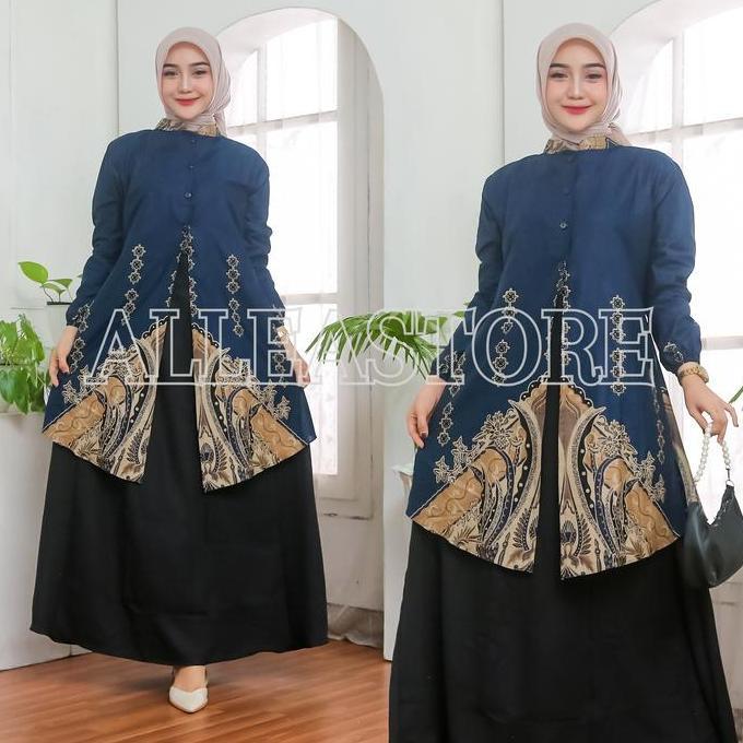 Grosir Gamis Batik Motif Terbaru Alleastore, Dres Muslim, Gamis Batik Kombinasi Katun Muslim Wanita