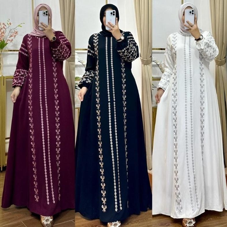 Gamis Jumbo Katun Twill Bordir Premium Busui Friendly