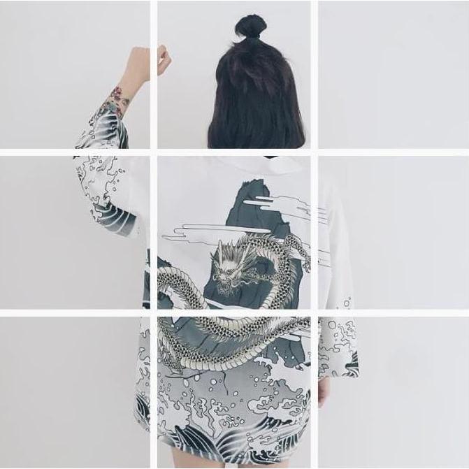 KIM-09 loose kimono jepang satin printing motif naga import