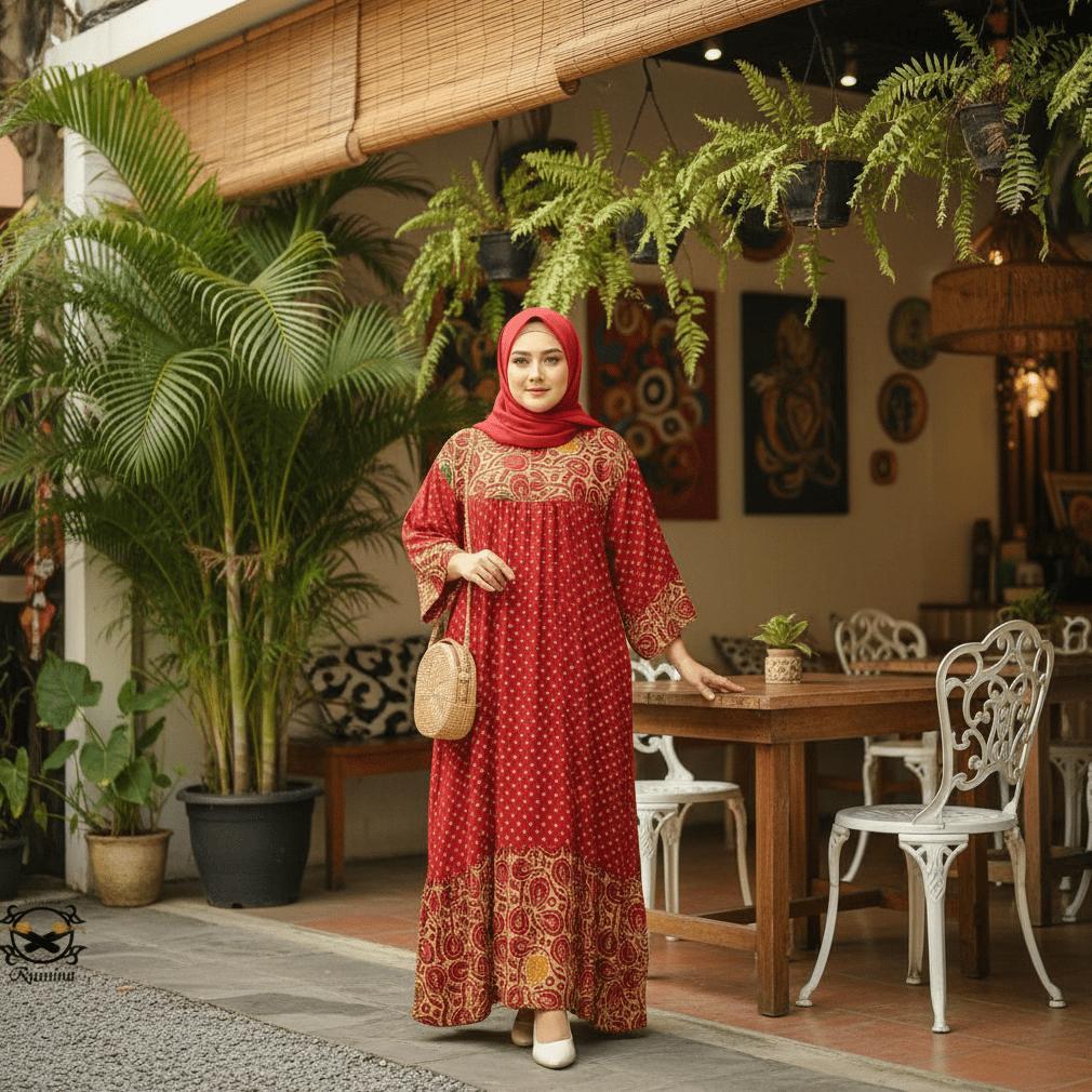 Gamis Syar'i Size Super Jumbo XXXXXL Twill Ori Adem Nyaman Batik Cap Premium Bahan Paling Tebal