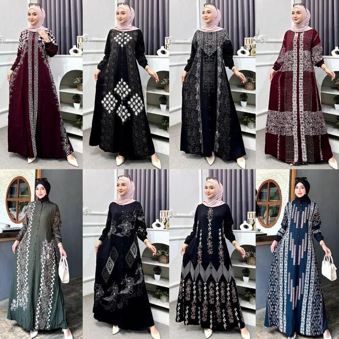 Promo  Naya Batik - Gamis Twill Ori Premium 2025 Berkualitas Motif Garis Batik Cap Malaman Bukan Sab