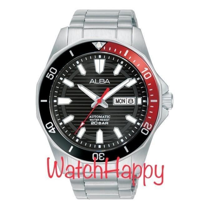 Ready ALBA AL4457X1 AL4457 BLACK DIAL WITH RED BLACK BEZEL 100% BEST SELLER