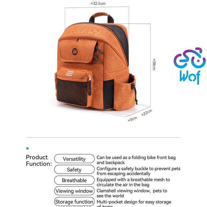 ROCKBROS  H47 Tas Ransel Stang Depan Sepeda Lipat Tas Keranjang pembawa Hewan Peliharaan Kucing Anji