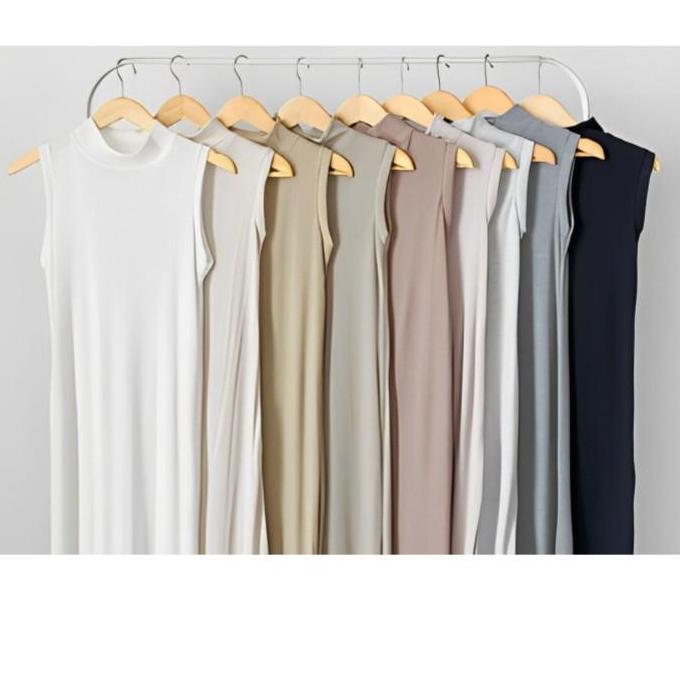 Sekarangaja- Gamis Inner Dress Tanpa Lengan Manset Baju Wanita Gamis Inner Buntung Bahan Lembut