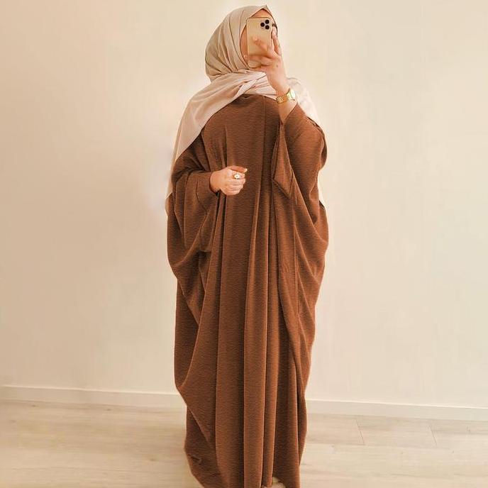 Promo  Abaya Alhasbi Turki Hitam Batwing Gamis Haira Wanita Muslim Umroh Simple Crinkle Airflow Lemb