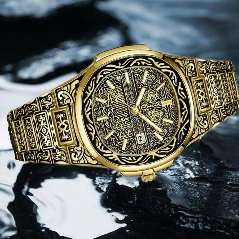 BEST SELLER ALASKA JAM TANGAN PRIA ANTI AIR JP-29 NEW ARAB UNIK MOTIF UKIR KALIGRAFI ARAB FULL STAIN