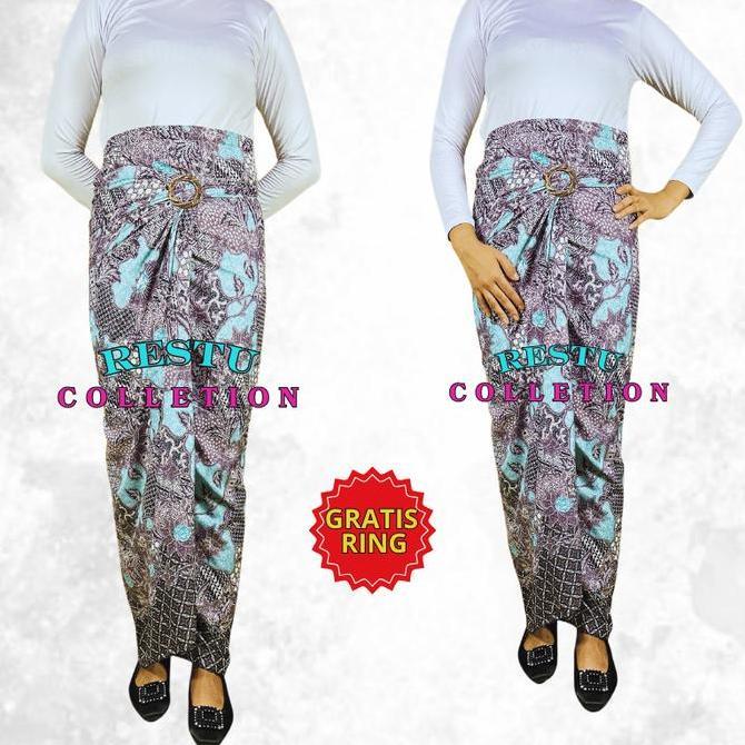 DB194 >> Rok Lilit Motif Batik Bibir Abu Atau Hitam Bawahan Wanita Kebaya Wisuda Kondangan Tunangan 