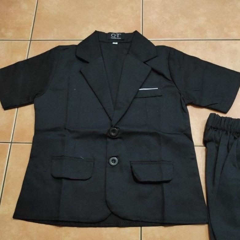 BPS Set Kids Blazer Celana PABLO Hitam Anak Cowok 3 sampai 9 tahun Black Jas Elegan Keren Lelaki Say