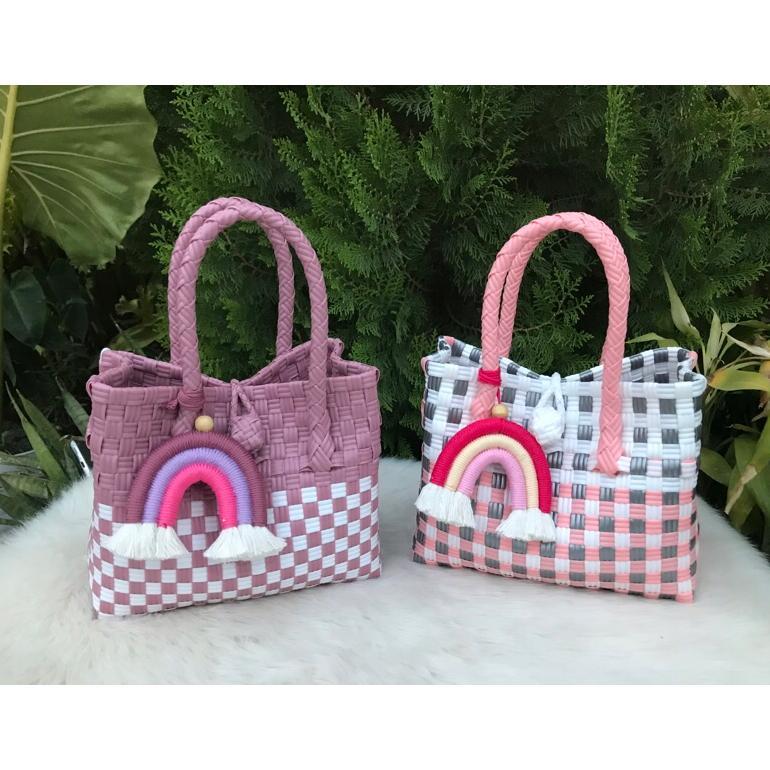 Readyy Tas Anyaman Plastik Tas Jali Premium Mini Tote Bag Anyaman