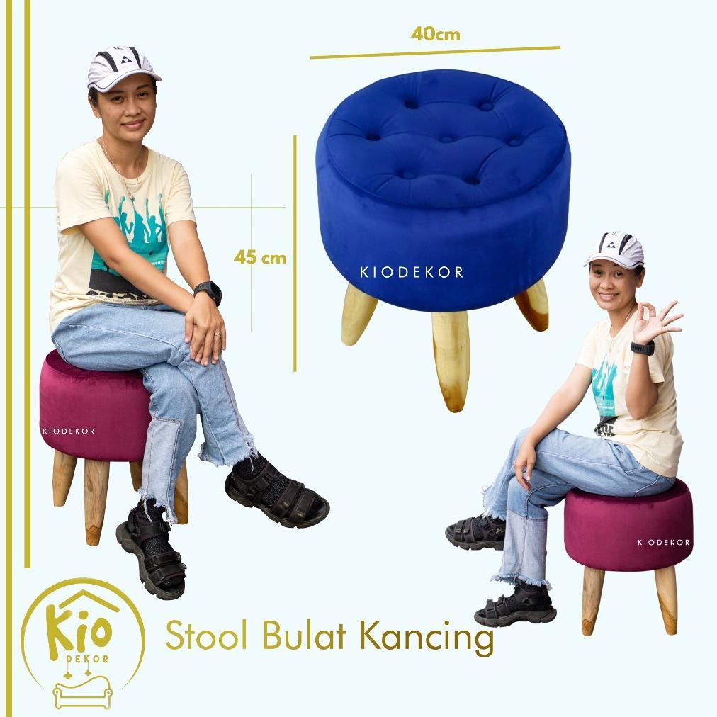 Stool Bulat Kancing D40cm - Stool - Stool Dewasa - Stool Anak - Kursi Bulat - Stool Sofa - Sofa Mini