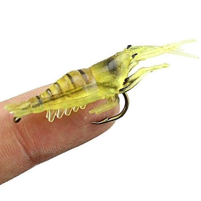 50Pcs Soft Lure Umpan UDANG Tiruan Buatan 4cm PVC Dengan Kail Stainless DIN