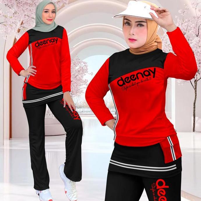 TERLARIS Setelan Olahraga Wanita Kombinasi Rok Celana Cargo Sporty Deenay Set Training Viral Oneset 