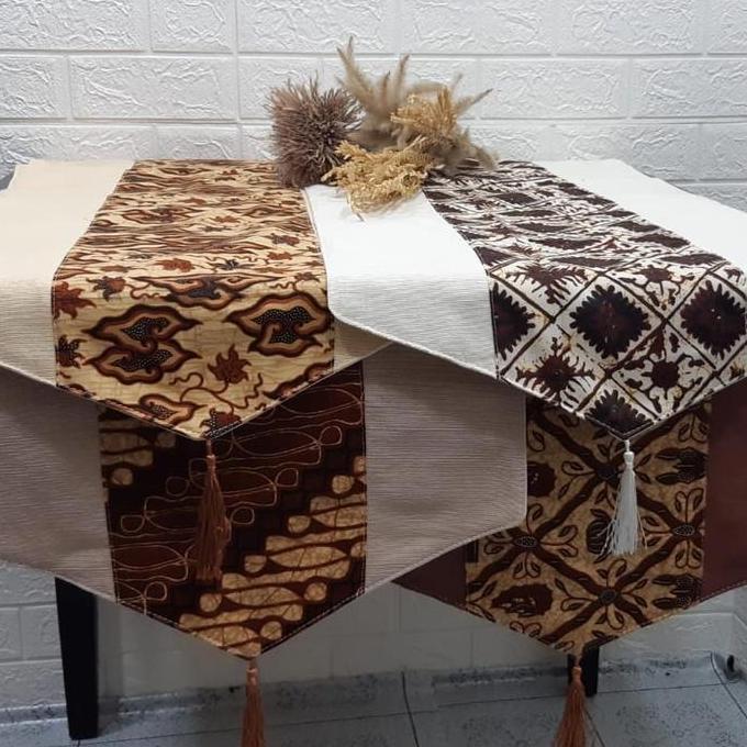 "ZIRA" Taplak Meja panjang Batik, Taplak Meja Dua Lapis Tenun Batik