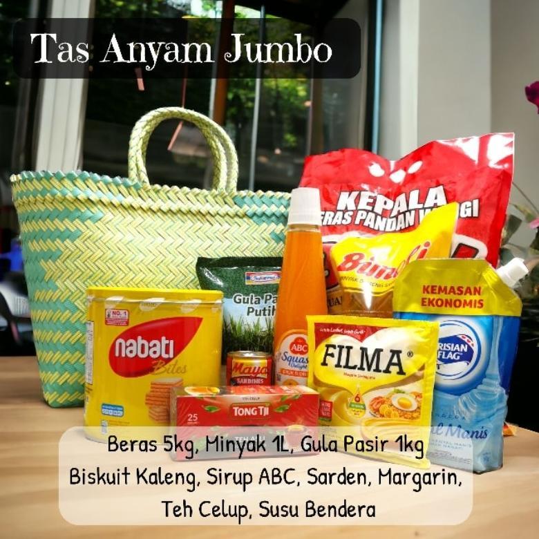 Readyy Tas Anyam Lurik Tas Keranjang Belanja Jumbo