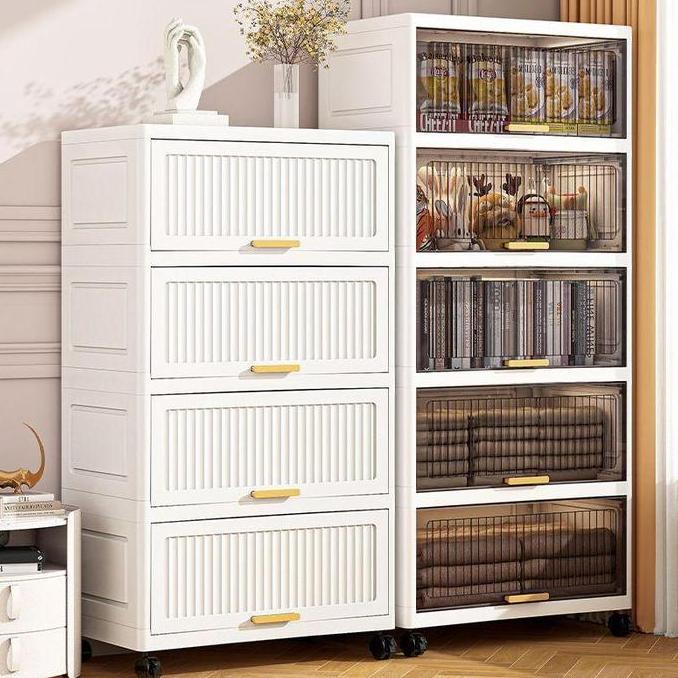 KinfolkGoods Lemari lipat multi-lapis Lemari Plastik Susun Lemari lipat abu-abu/ putih /transparan E