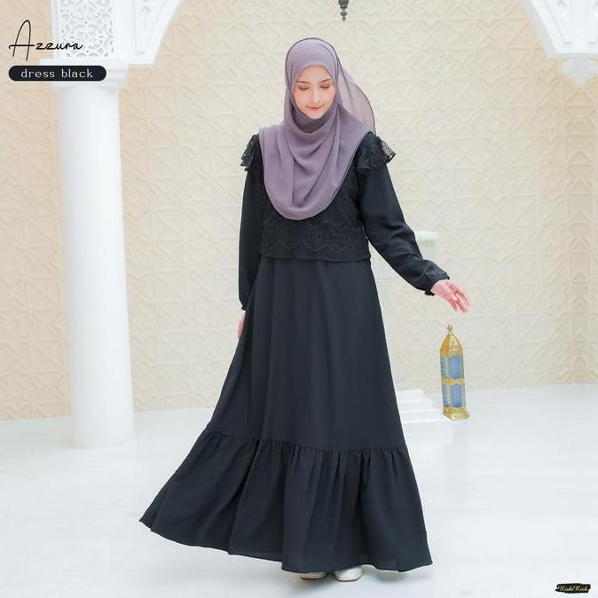 Riskirich Azzura Dress Brukat PestaWanita Muslim Elegan dan Mewah