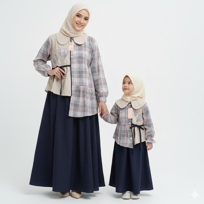 One Set Couple Setelan Rok Ibu dan Anak Wanita Muslim Elegan Mewah by Rabiya_collection Baju Keluarg