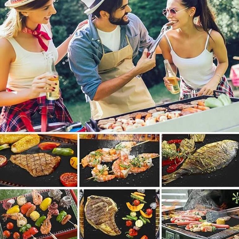 BBQ Baking Grill Mats For Gas Grill Reusable Oven Liners Outdoor Indoor Kitchen Cooking Grill Mats F