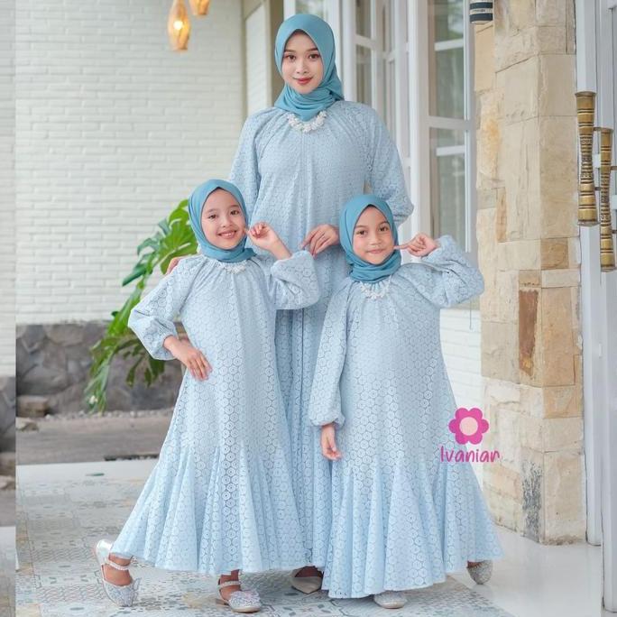 Ivaniar Dress Couple "Arabella Dress" Super Mewah Wanita Gamis Muslim Dewasa Mom Baju lebaran