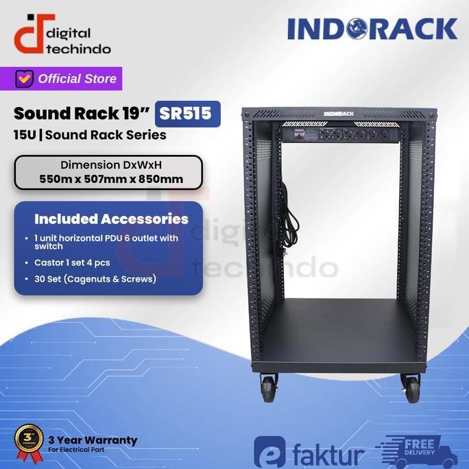 Promo SR515 Audio Rack 15U INDORACK Depth 550mm Audio Sound System Rak Mixer Diskon