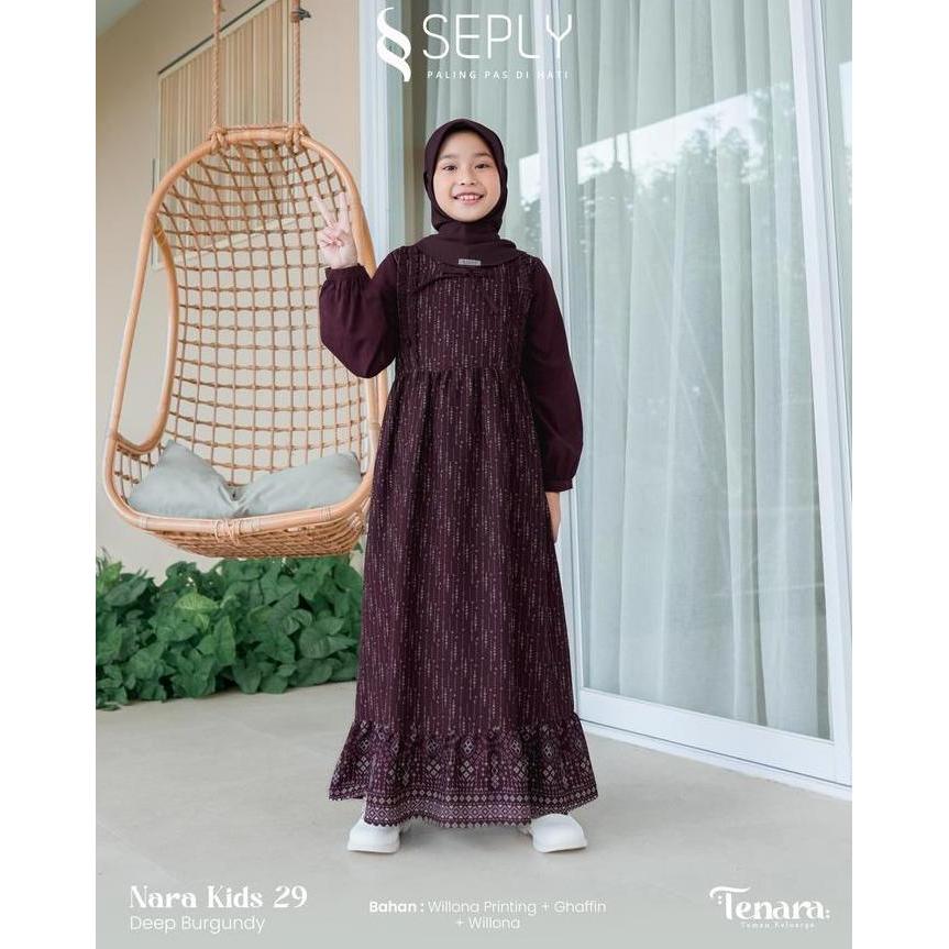 Seply Sarimbit Tenara 29 Deep Burgundy 2025 Setelan Keluarga Gamis Ibu Anak Koko Ayah Anak Kerudung 