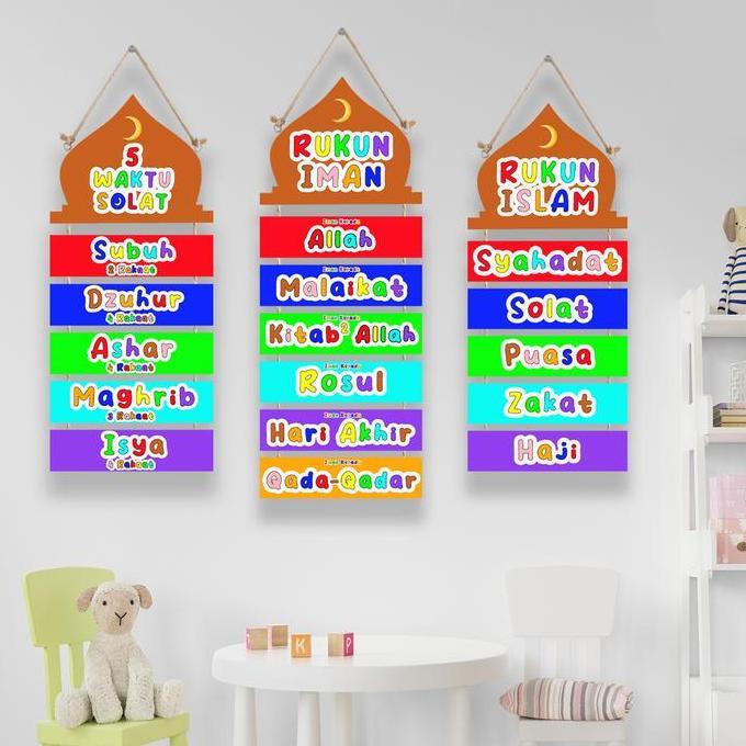 Yoksx- Zehandcraft - Hiasan Dinding Islami Bahan Kayu, Hiasan Rukun Islam, Hiasan Rukun Iman, Hiasan