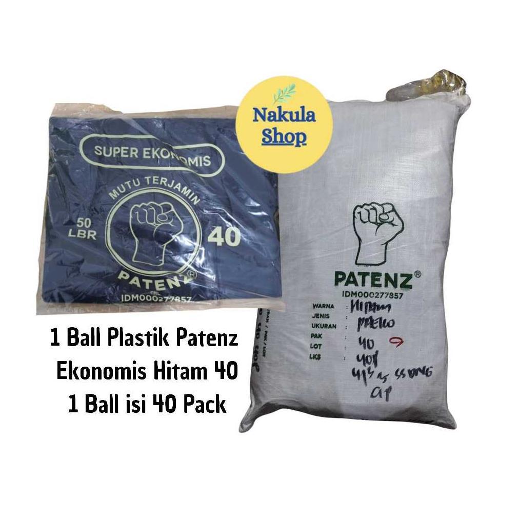 -WF- GROSIR 1 Ball Kantong Plastik Kresek HITAM EKONOMIS Merk PATENZ ukuran 40