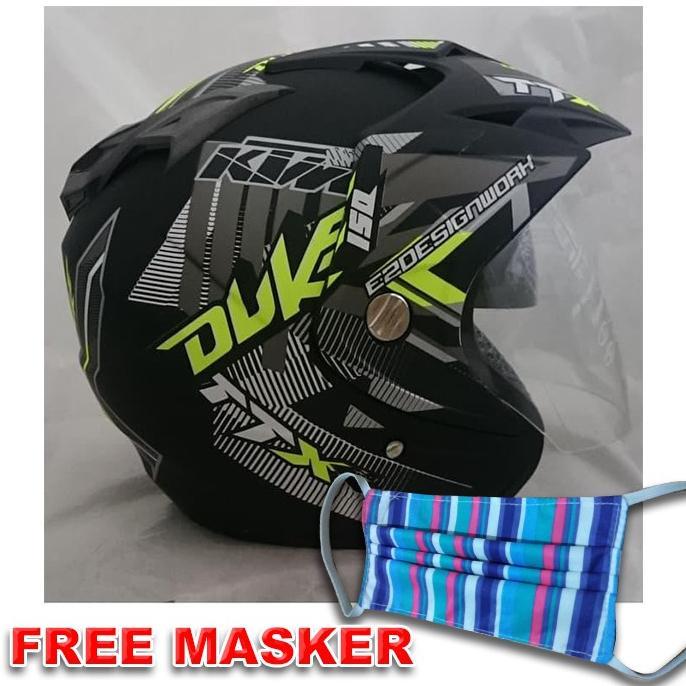 Terlaris 11.11 Helmet Double Visor Dua Kaca Helem Duke Doff  Helm [Ao]