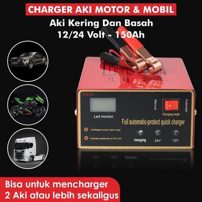 CIARY Alat Cas Aki Charger Aki Dari Auto Charger Alat Cas Aki Kering Dan Basah 1500A Otomatis Untuk 