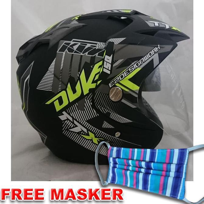 Terlaris 11.11 Helmet Double Visor Dua Kaca Helem Duke Doff  Helm [Ao]