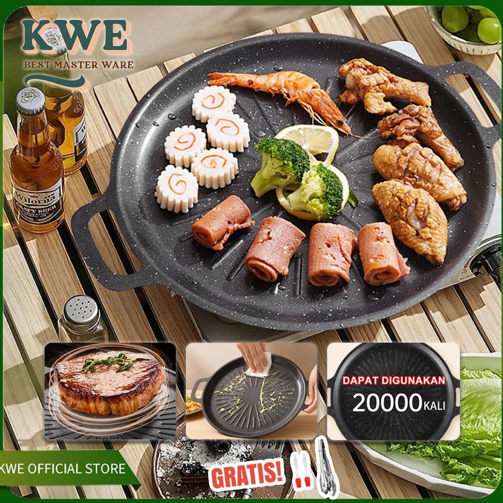 TERBARU KWE Panci wajan pemanggang Korea 38cm Anti Lengket BBQ Grill Pan Alat Panggang Bisa untuk ko