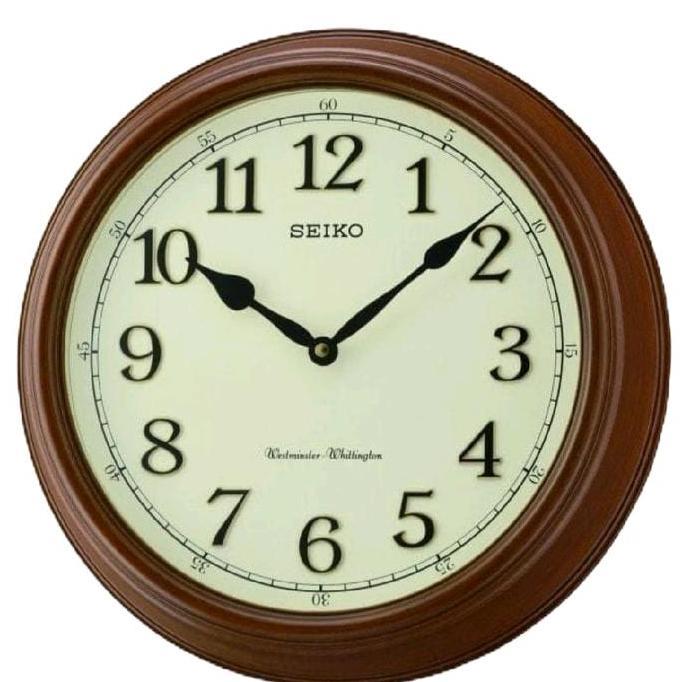 NEW WatchHappy Jam Dinding ORIGINAL QXD214B Dual Chimes Clock QXD214 Best Seller Bulat motif kayu