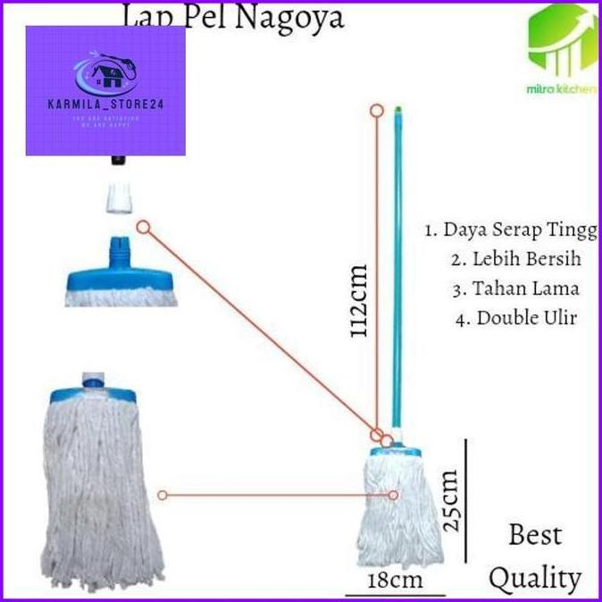 Nagoya Kain Lap Pel Lantai Alat Pel Lantai Pel Kain Gagang Panjang