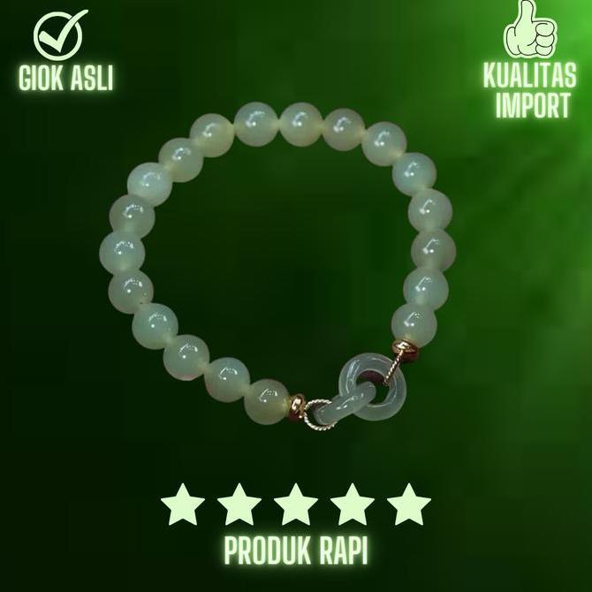 REBEKA.TOKO - GELANG GIOK WANITA ASLI 8MM - GELANG GIOK KEBERUNTUNGAN WANITA