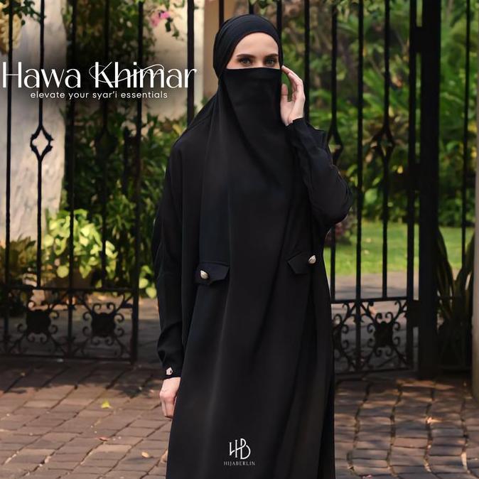 HIJABERLIN - Hawa Overhead Khimar Dress Terusan Berlengan - Gamis Syari Umroh Haji Premium