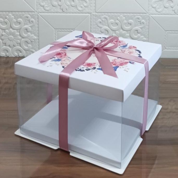 ] Cake box mika 22x22x15 cm kotak kue tart transparant.