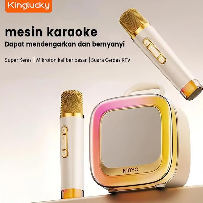 REBEKA.TOKO - KINGLUCKY K88 SPEAKER BLUETOOTH MINI PORTABLE 2MIC SPEAKER KARAOKE | MICROPHONE KARAOK