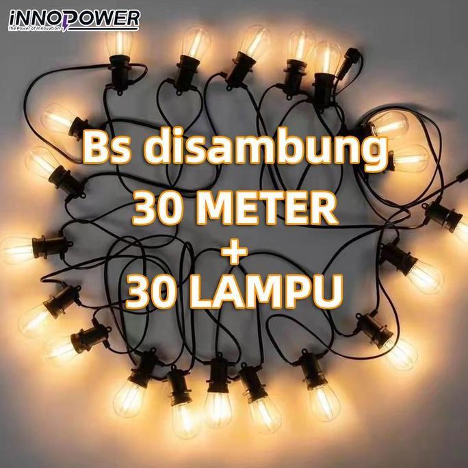 Inno 30 Meter 30 Lampu 1 Set Led Outdoor Fitting Lampu Tahan Air Kafe Dekorasi Lampu Hias Komplit La