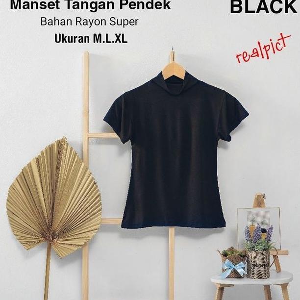 Berkualitas Manset Baju Lengan Pendek Manset Turtleneck Bahan Spandek Rayon Super Premium Tebal Adem