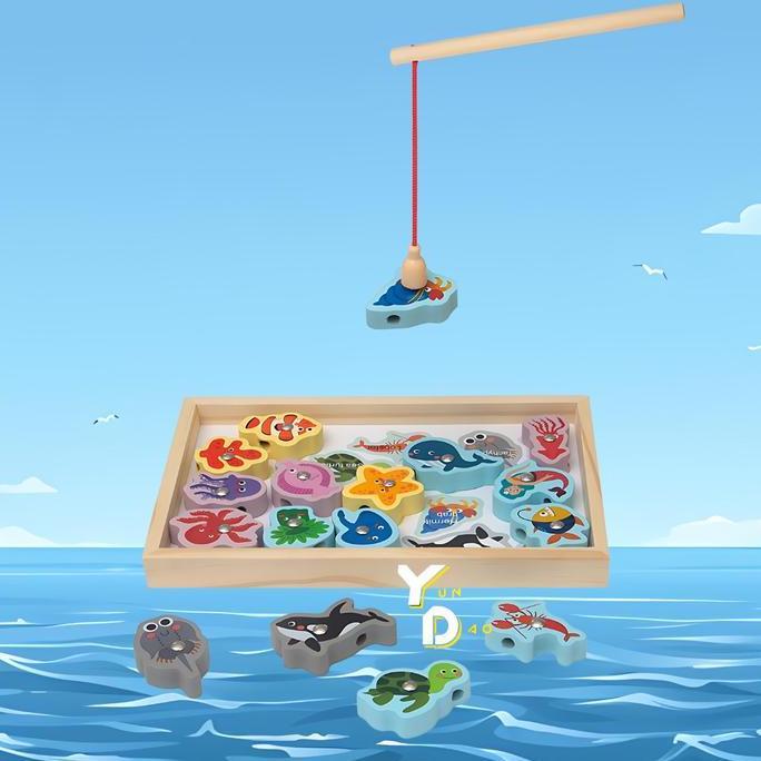 Mainan Edukasi Montessori Anak Laki Laki Perempuan Meronce & Memancing Hewan Kendaraan Buah Sayur