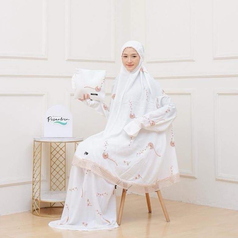 Premium Mukena Potongan Berlengan Rayon / Mukena Ikhrom  Umroh Bordir Dandelion Mukena  Yang Ada Tan