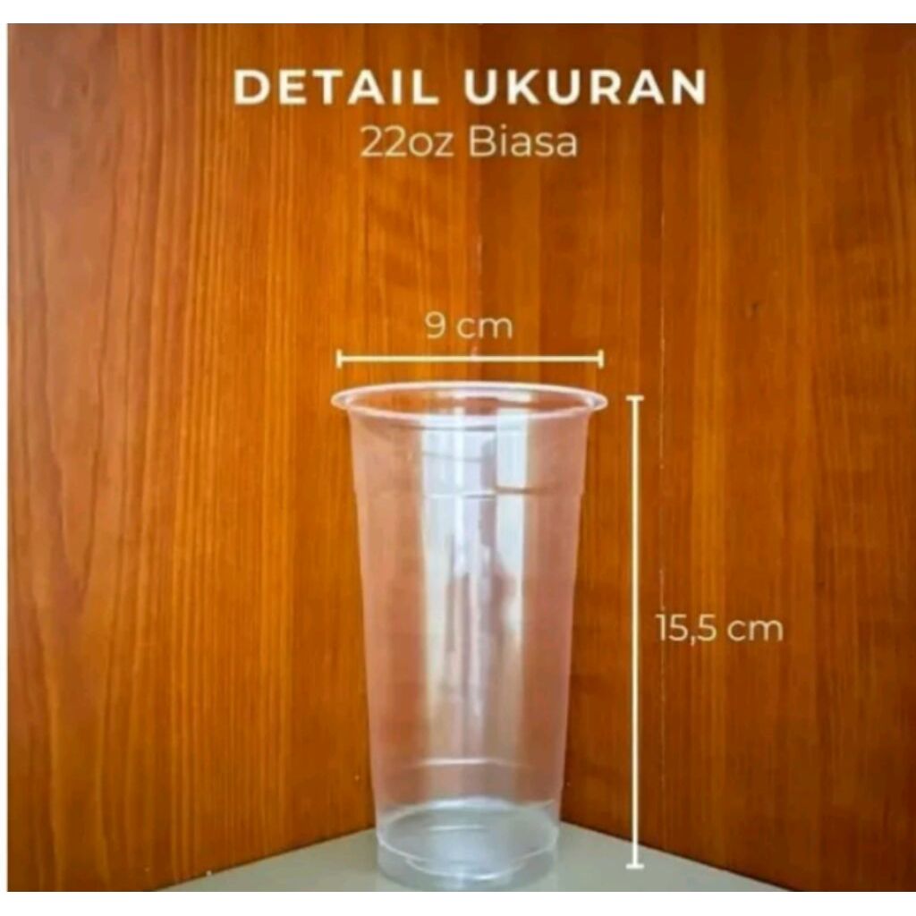 Gelas Cup 22 Oz Datar Tebal Bening (50 pcs)