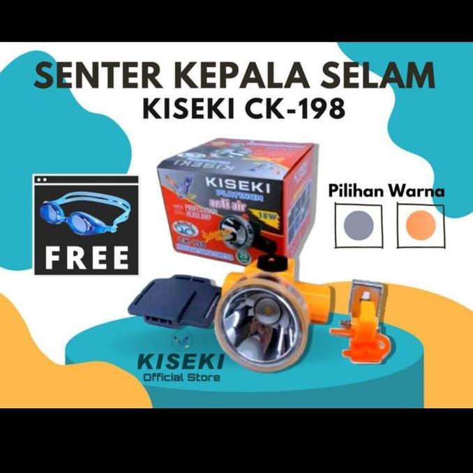 BEBAS ONGKIR - Senter Kepala Selam Kiseki CK 198 15w / Super Terang - Bonus Kaca Mata